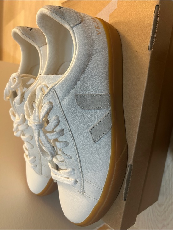 Veja Shoes - Veja White Leather Sneakers with Gum Outsole